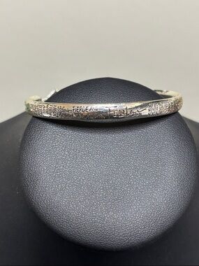 Fearless Fierce Positive Words Bangle Silver Tone Adjustable Bracelet